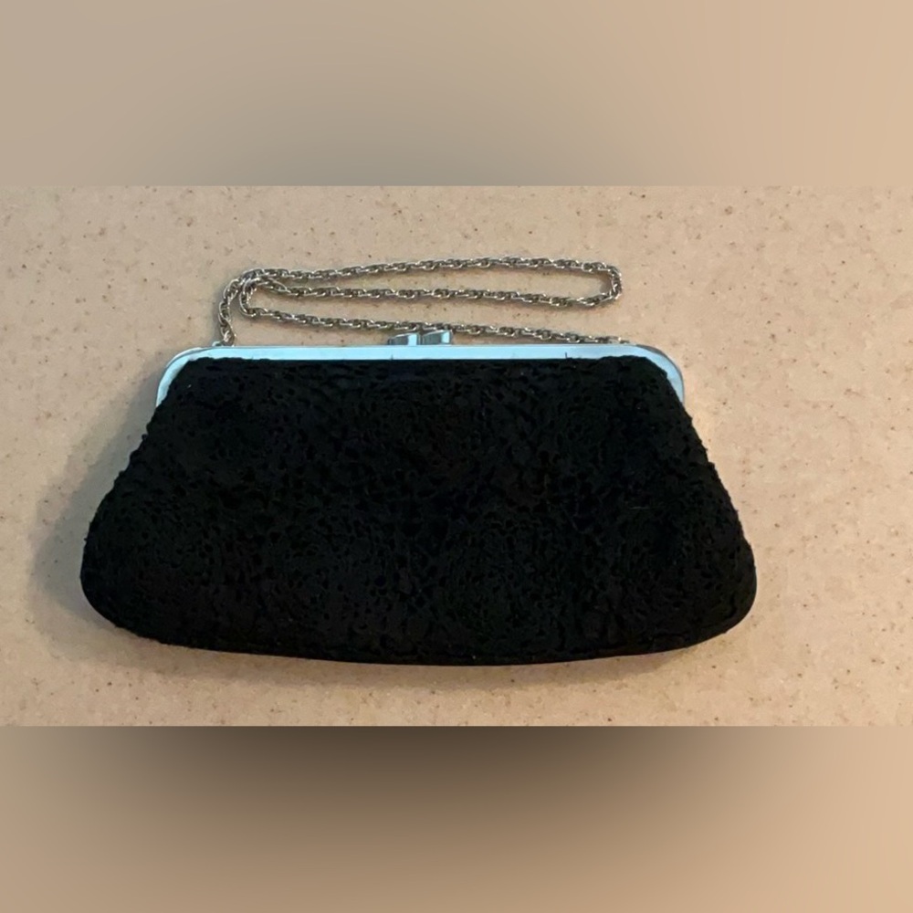 Talbots vintage Crochet bag with nice silvertone chain